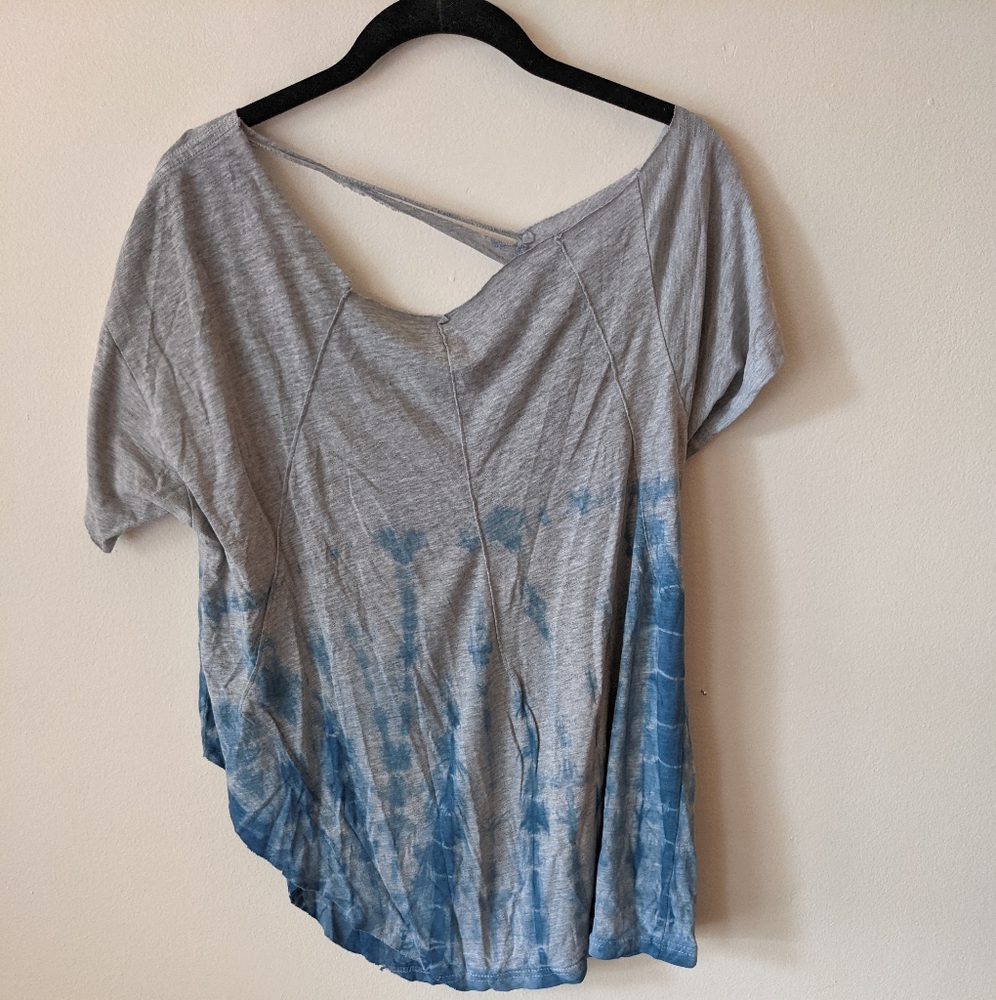 Asymmetrical indigo shibori top